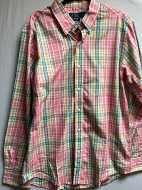 Polo Ralph Lauren Plaid Custom Fit Long Sleeve Button Down Shirt Mens XL